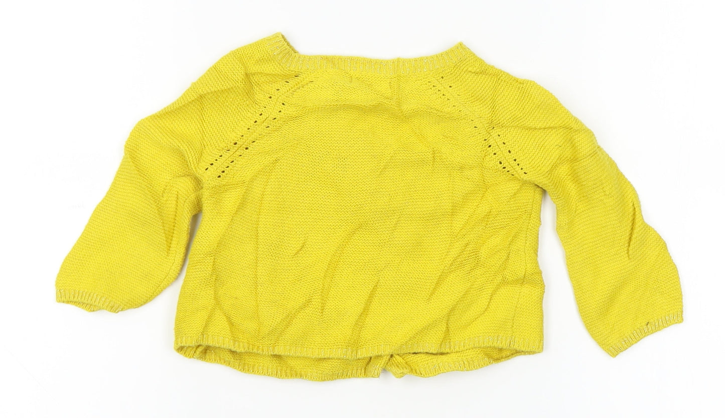 Sergent Major Girls Yellow Floral Knit Cardigan Jumper Size 6-9 Months