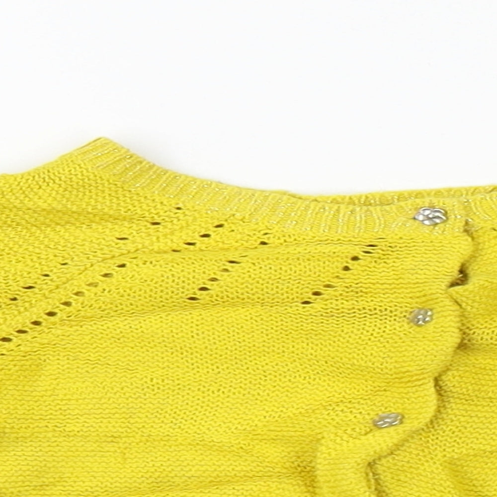 Sergent Major Girls Yellow Floral Knit Cardigan Jumper Size 6-9 Months