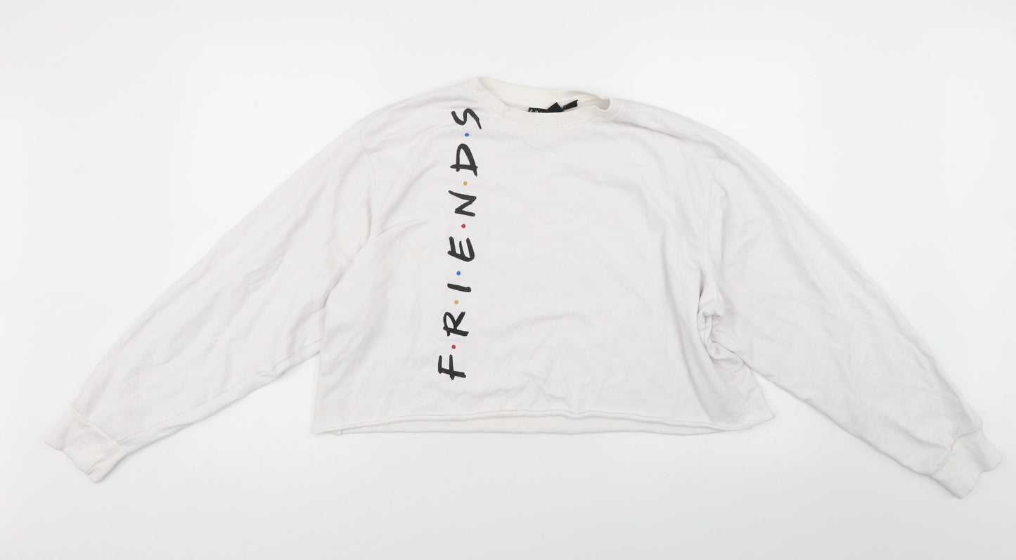 Womens UK Size 14 Friends White Pullover Sweatshirt
