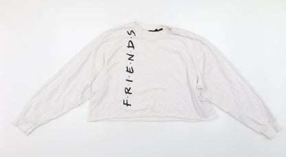Womens UK Size 14 Friends White Pullover Sweatshirt