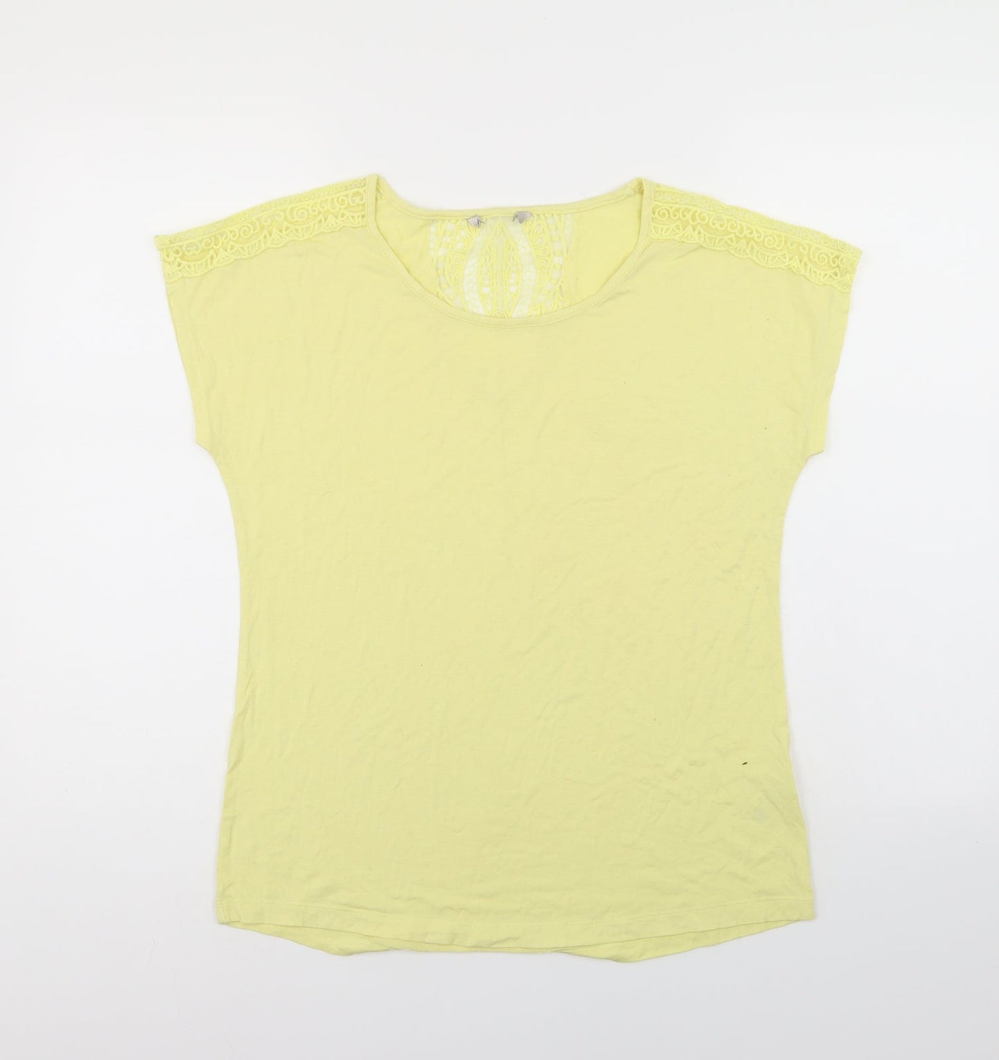 Womens UK Size 10 Preworn Yellow Basic T-Shirt