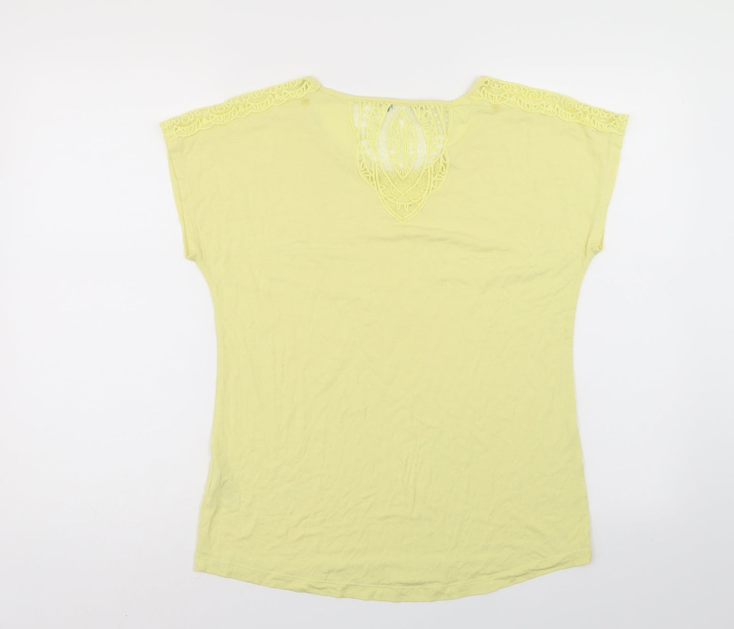 Womens UK Size 10 Preworn Yellow Basic T-Shirt