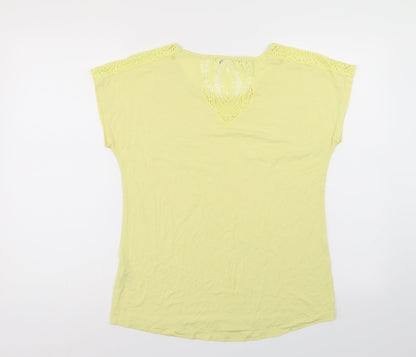 Womens UK Size 10 Preworn Yellow Basic T-Shirt
