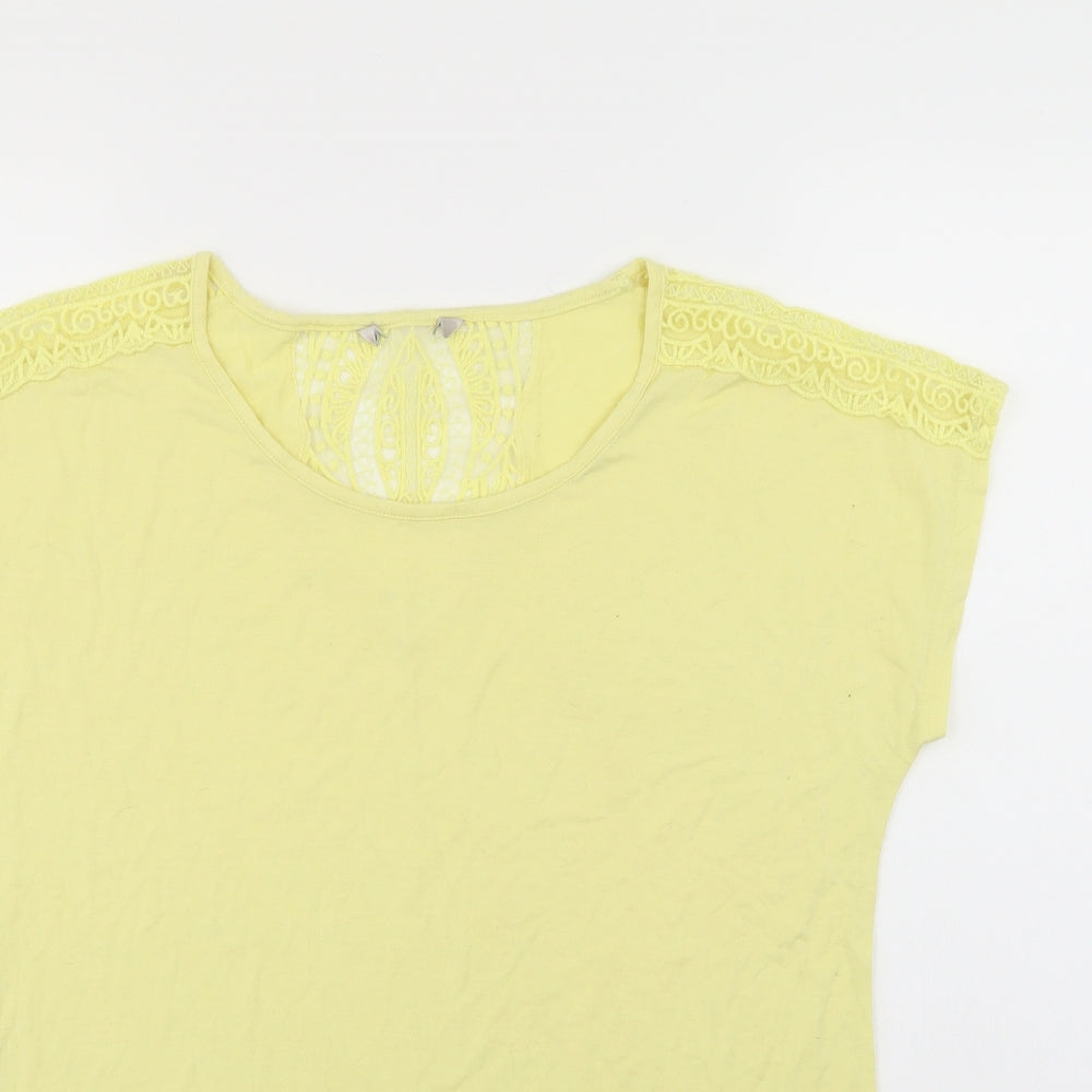 Womens UK Size 10 Preworn Yellow Basic T-Shirt