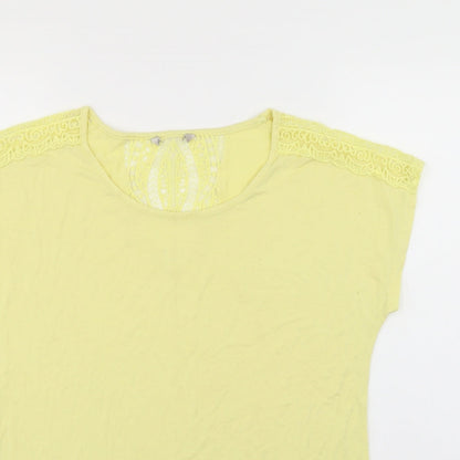 Womens UK Size 10 Preworn Yellow Basic T-Shirt
