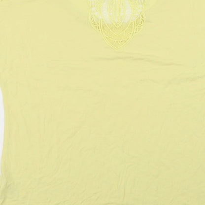 Womens UK Size 10 Preworn Yellow Basic T-Shirt