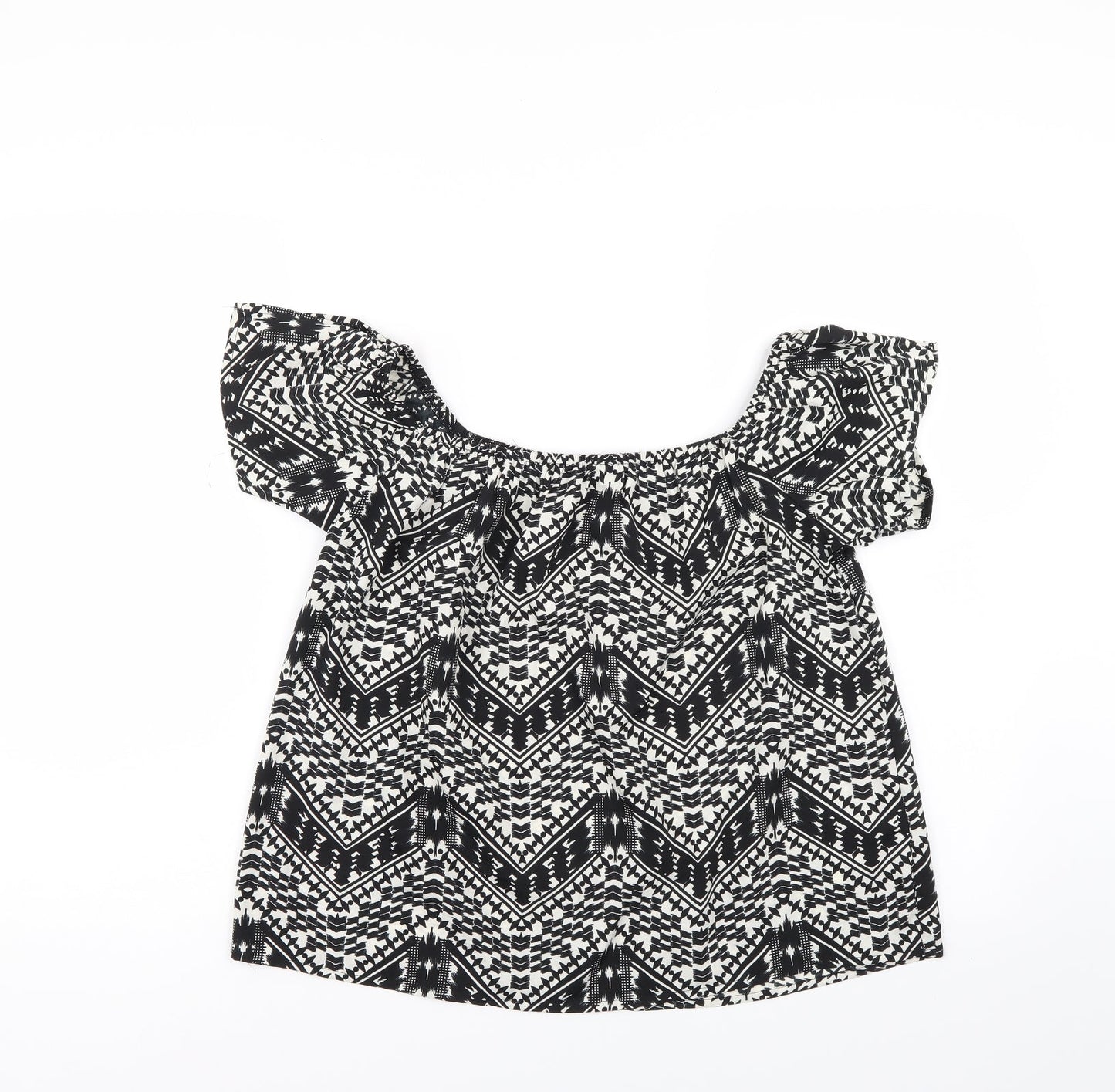 Primark Womens Black Geometric  Basic Blouse Size 10