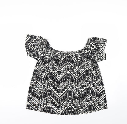 Primark Womens Black Geometric  Basic Blouse Size 10