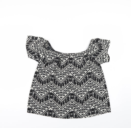 Primark Womens Black Geometric  Basic Blouse Size 10