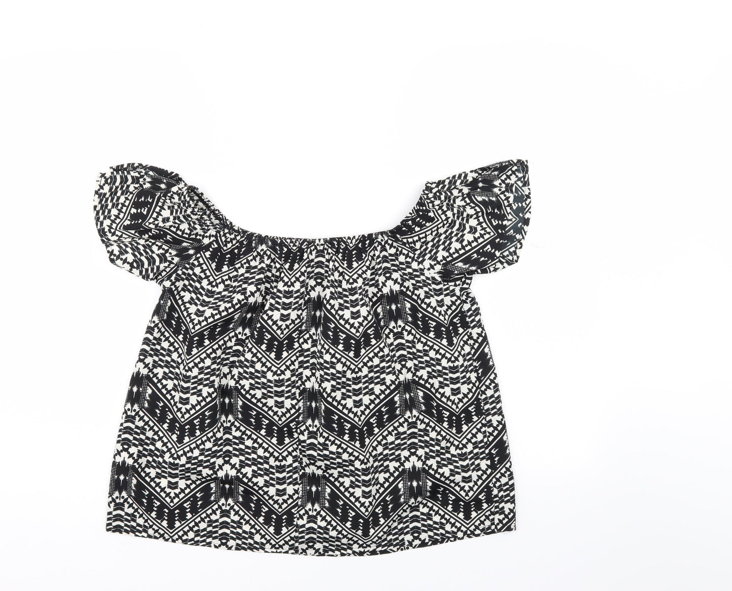 Primark Womens Black Geometric  Basic Blouse Size 10