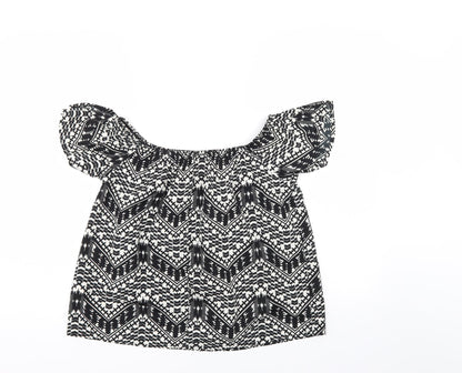 Primark Womens Black Geometric  Basic Blouse Size 10