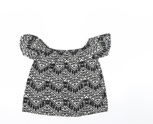 Primark Womens Black Geometric  Basic Blouse Size 10