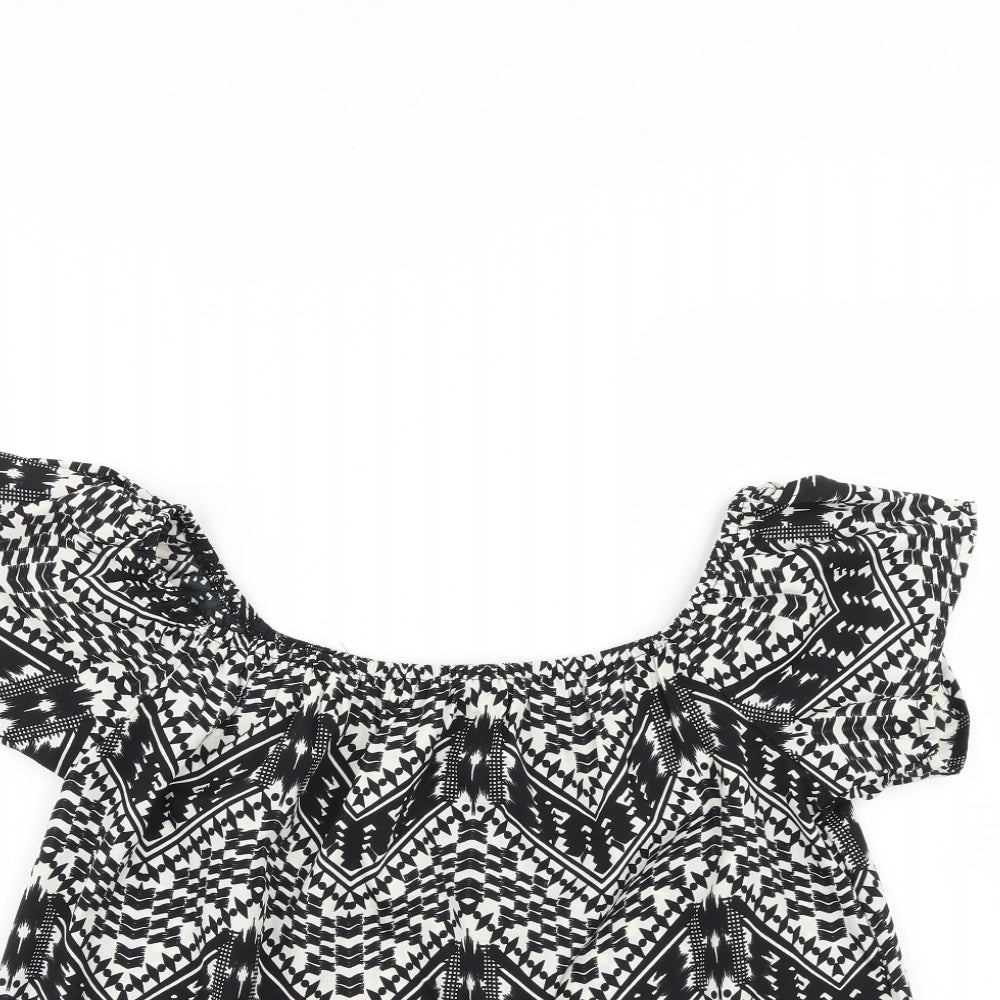 Primark Womens Black Geometric  Basic Blouse Size 10