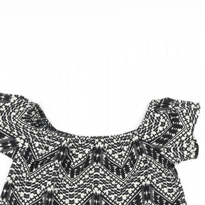 Primark Womens Black Geometric  Basic Blouse Size 10