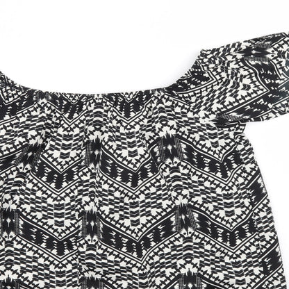 Primark Womens Black Geometric  Basic Blouse Size 10