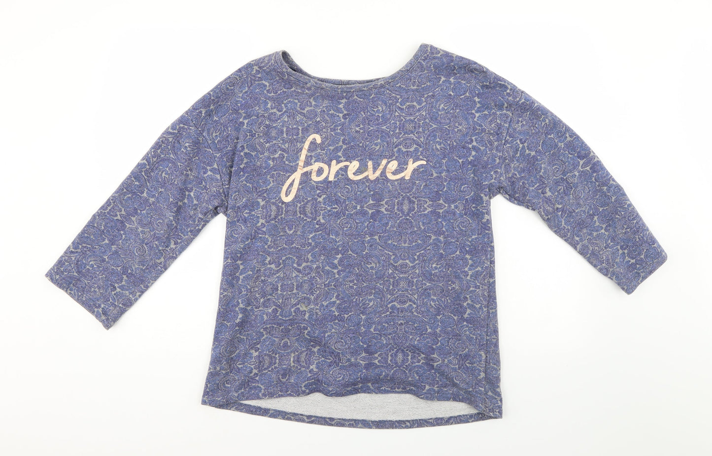 George Womens Blue Paisley  Pullover Sweatshirt Size 12