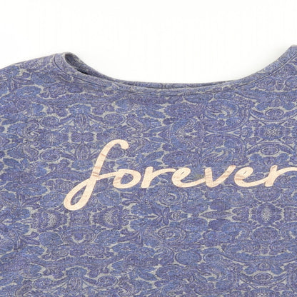 George Womens Blue Paisley  Pullover Sweatshirt Size 12