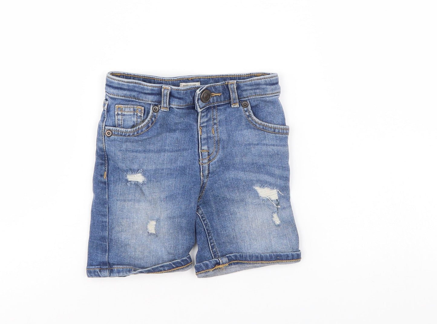 River Island Boys Blue  Denim Cropped Jeans Size 9 Months  - Shorts/Distressed