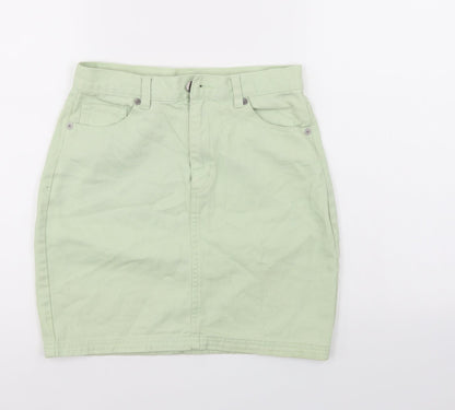 Monki Womens Green  Denim A-Line Skirt Size 6