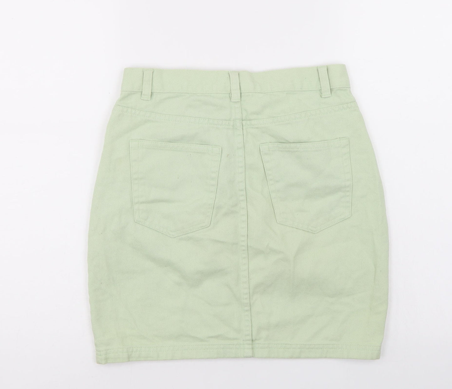 Monki Womens Green  Denim A-Line Skirt Size 6