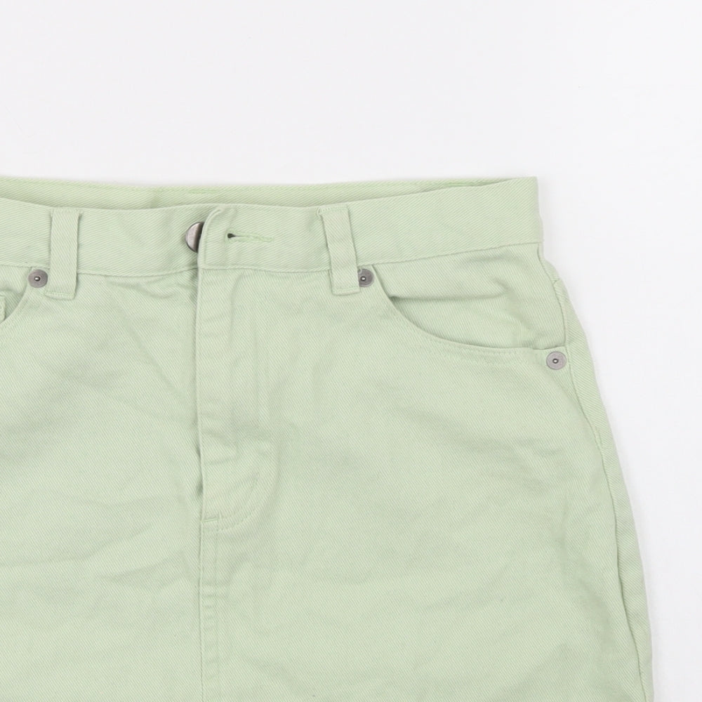 Monki Womens Green  Denim A-Line Skirt Size 6