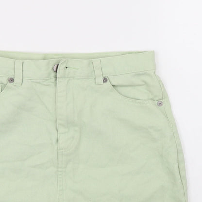 Monki Womens Green  Denim A-Line Skirt Size 6