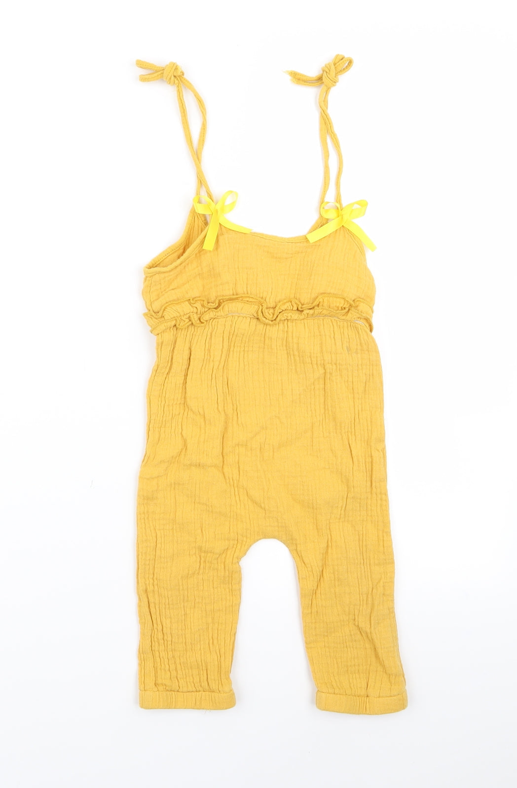 Preworn Girls Yellow   Dungaree One-Piece Size 12 Months