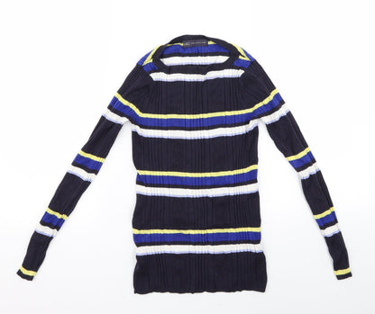 Marks & Spencer Womens Multicoloured Striped Rayon Pullover Jumper Size 10