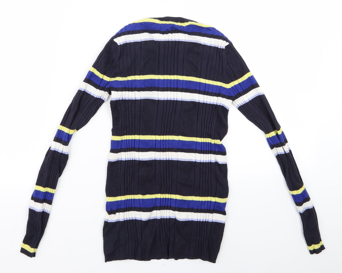 Marks & Spencer Womens Multicoloured Striped Rayon Pullover Jumper Size 10