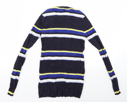 Marks & Spencer Womens Multicoloured Striped Rayon Pullover Jumper Size 10
