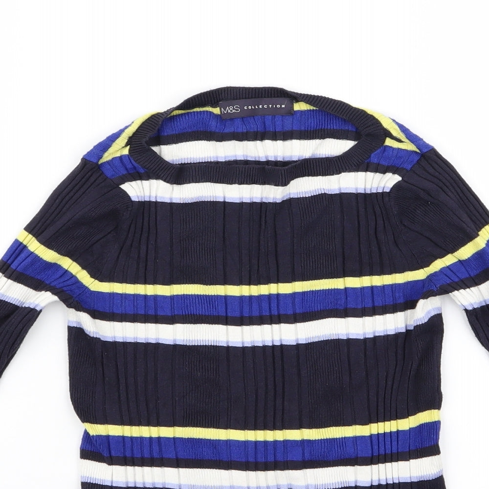 Marks & Spencer Womens Multicoloured Striped Rayon Pullover Jumper Size 10