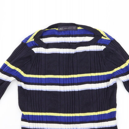 Marks & Spencer Womens Multicoloured Striped Rayon Pullover Jumper Size 10