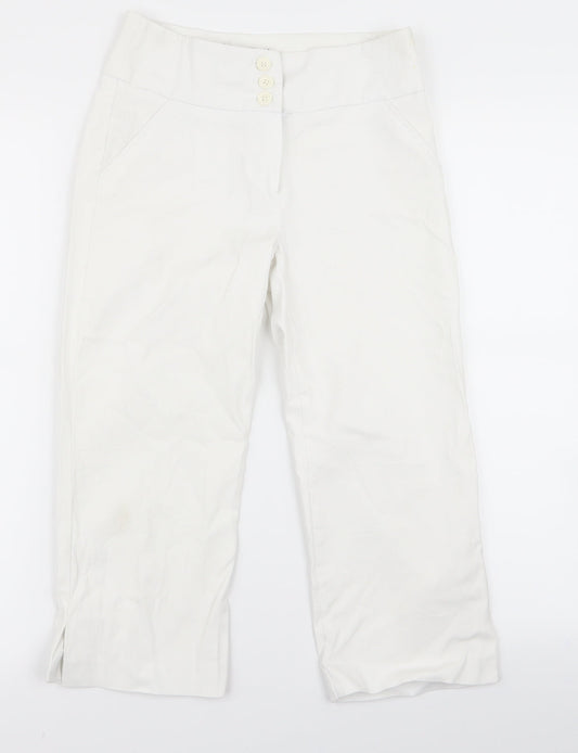 Womens UK Size 8 Papaya Regular Fit  White Trousers