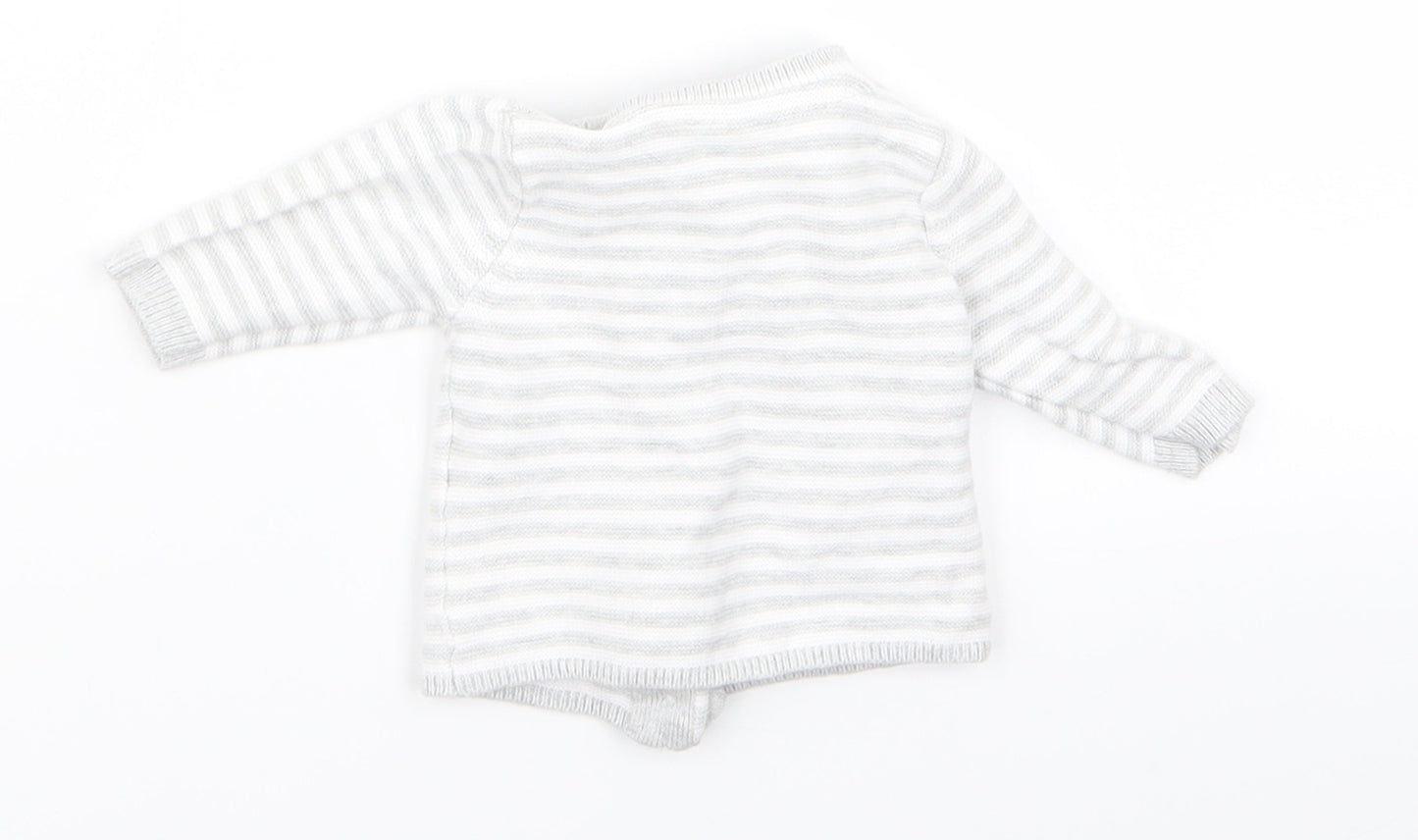 m&s Baby Grey Striped  Pullover Jumper Size 0-3 Months