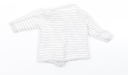 m&s Baby Grey Striped  Pullover Jumper Size 0-3 Months