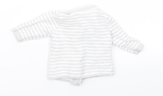 m&s Baby Grey Striped  Pullover Jumper Size 0-3 Months