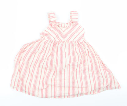 F7f Baby Pink Striped  A-Line  Size 3-6 Months