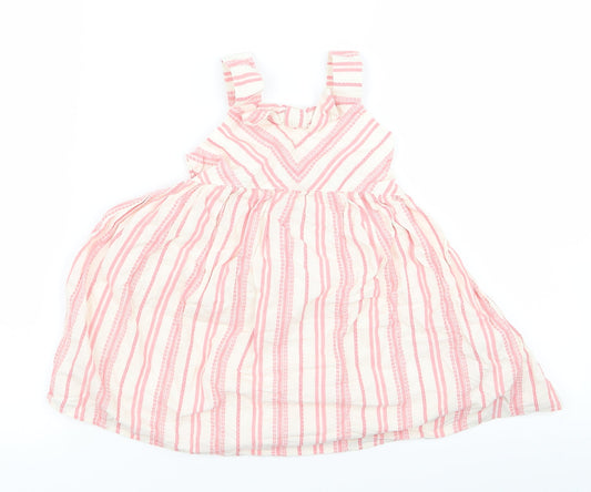 F7f Baby Pink Striped  A-Line  Size 3-6 Months