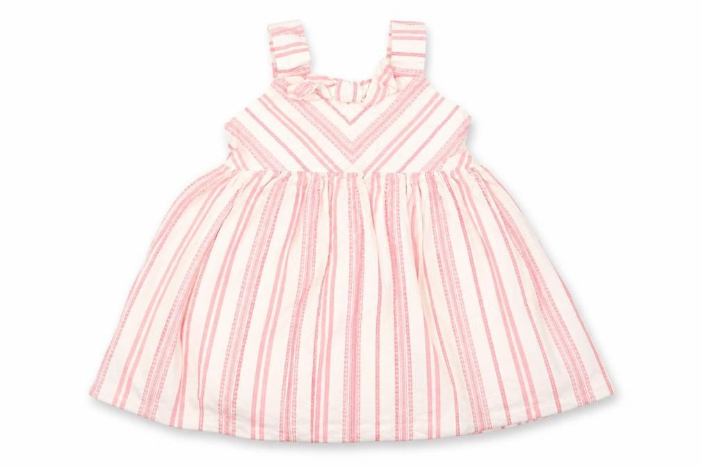 Front view of F7f Baby Pink Striped A-Line, size 3-6, Months