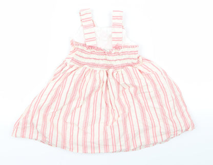 F7f Baby Pink Striped  A-Line  Size 3-6 Months