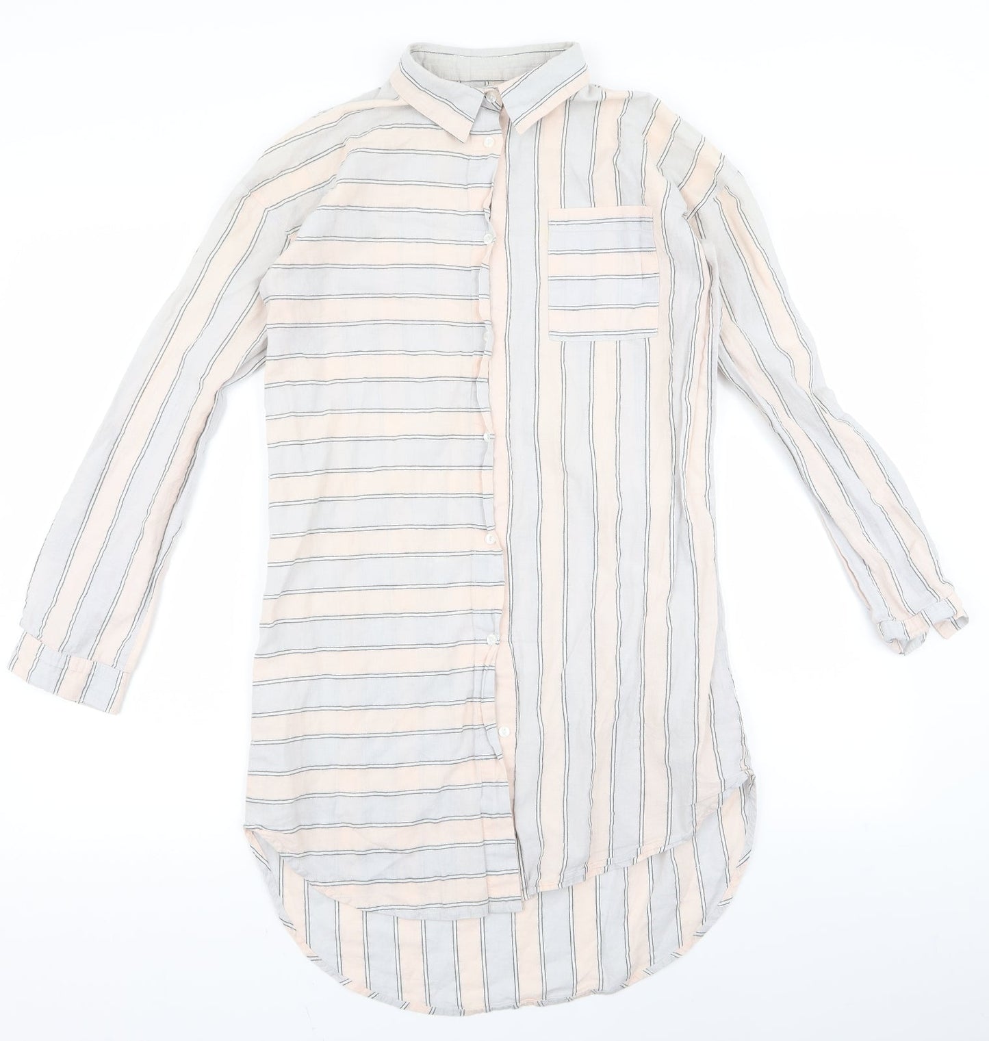 Lounge Womens Pink Striped  Shirt Dress  Size M