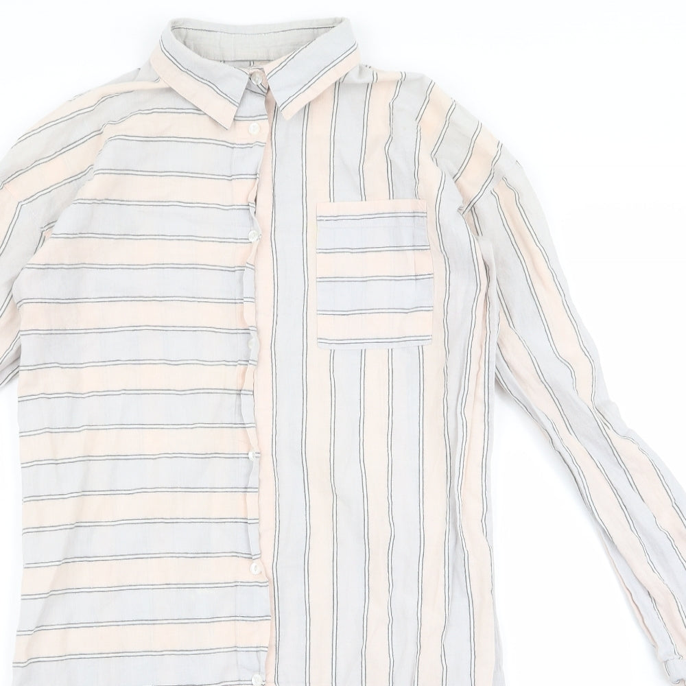 Lounge Womens Pink Striped  Shirt Dress  Size M