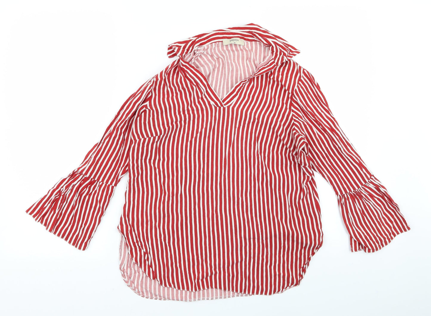 Papaya Womens Red Striped  Basic Button-Up Size 10