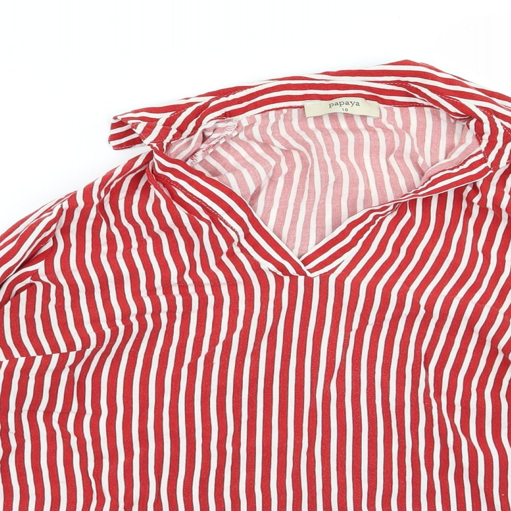 Papaya Womens Red Striped  Basic Button-Up Size 10