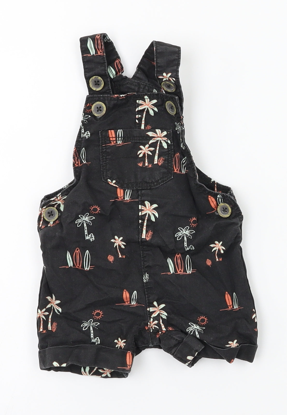 FRED & FLO Boys Black   Dungaree One-Piece Size 0-3 Months