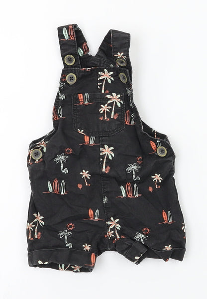 FRED & FLO Boys Black   Dungaree One-Piece Size 0-3 Months