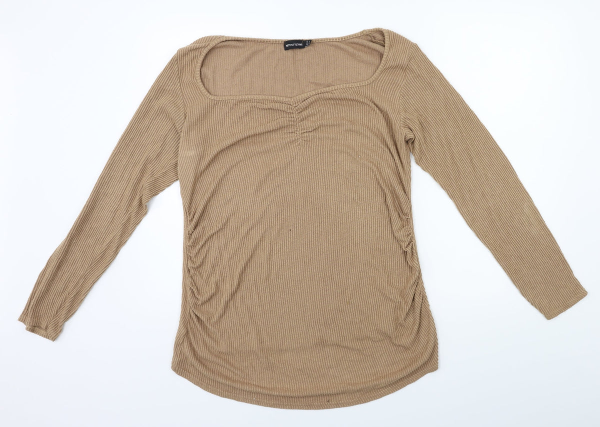 PRETTYLITTLETHING Womens Beige   Pullover Jumper Size 16