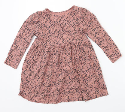 H&M Girls Pink Animal Print  Fit & Flare  Size 2XS