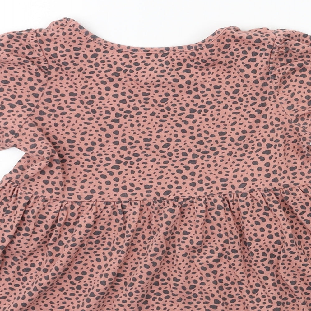 H&M Girls Pink Animal Print  Fit & Flare  Size 2XS