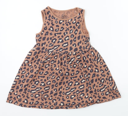 F&F Girls Beige Animal Print  Tennis Dress  Size 4-5 Years